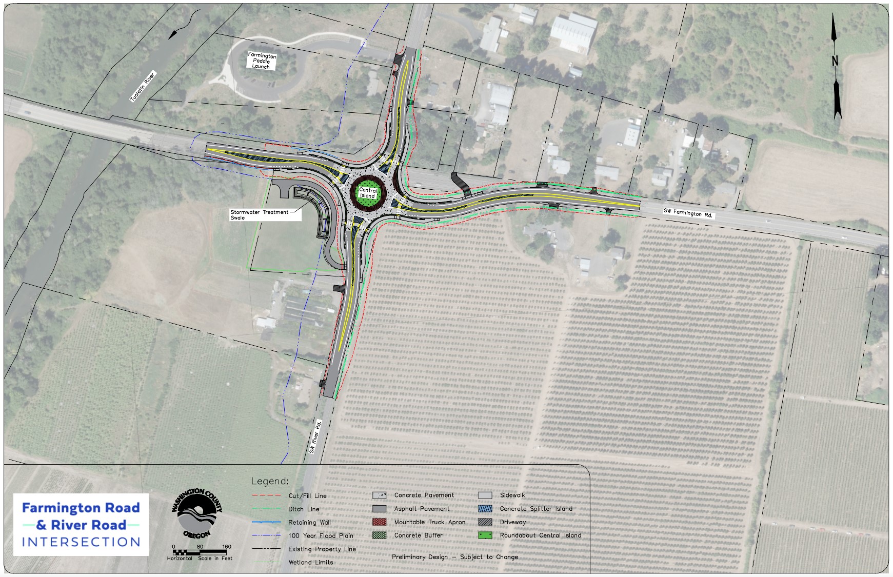Farmington and River roads intersection design map